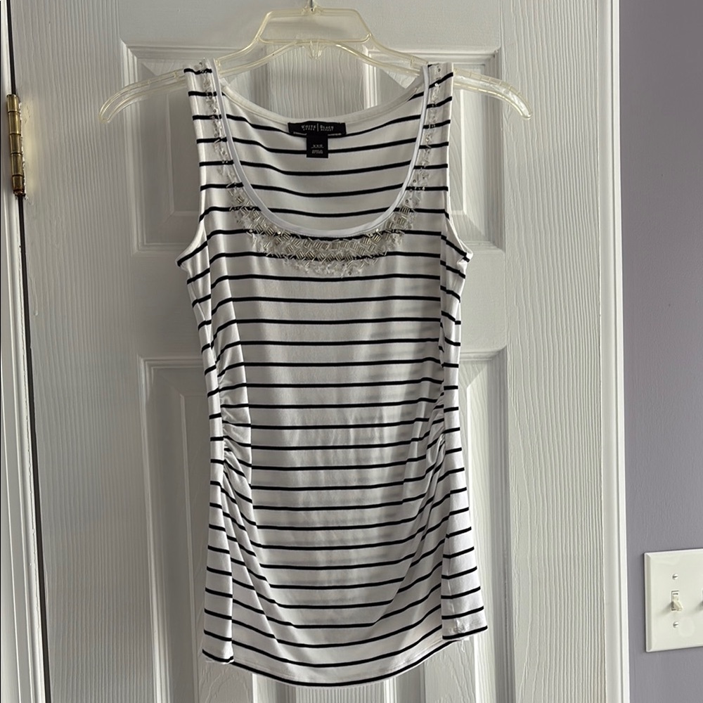 White House Black Market Ruched Embellished Tank Top